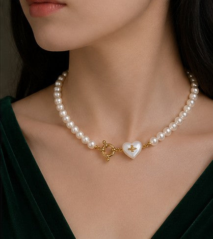 Pearl Heart 18K Gold-Plated Necklace worn