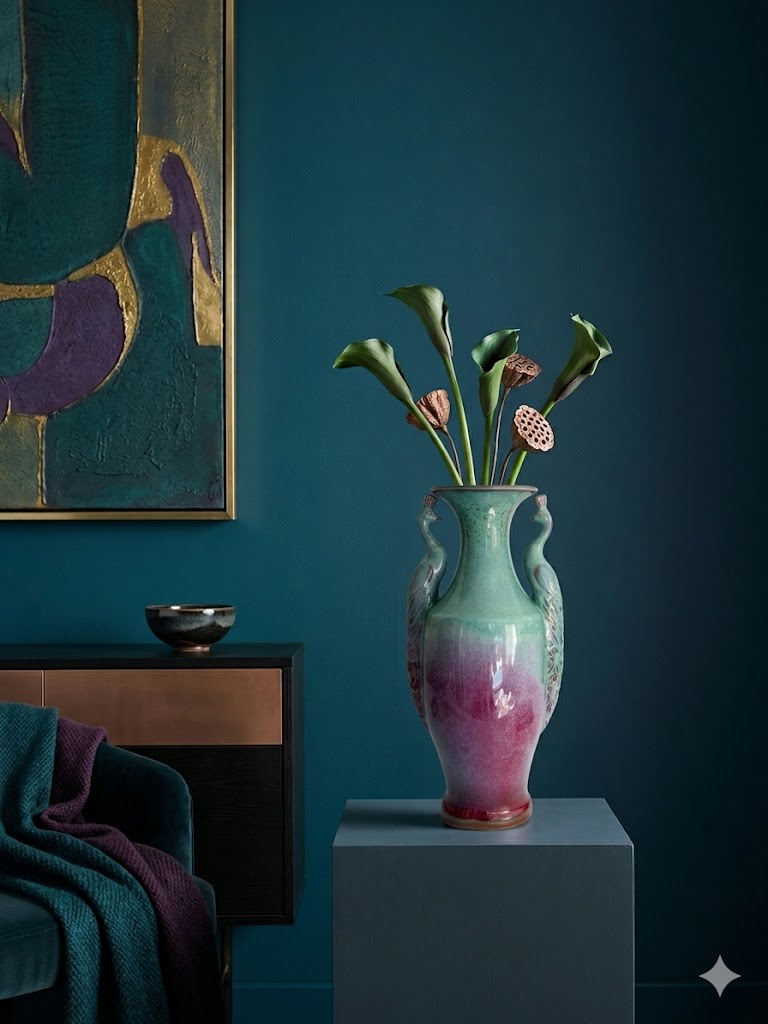 Decorative vase in an artful interior